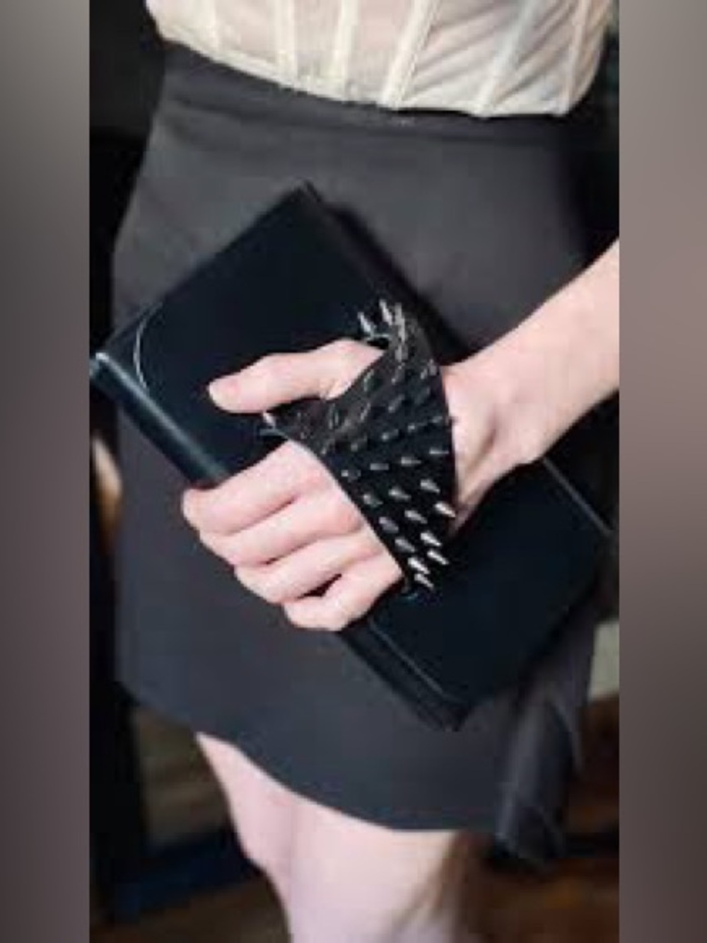 Edgy Black Studded Fingerless Glove